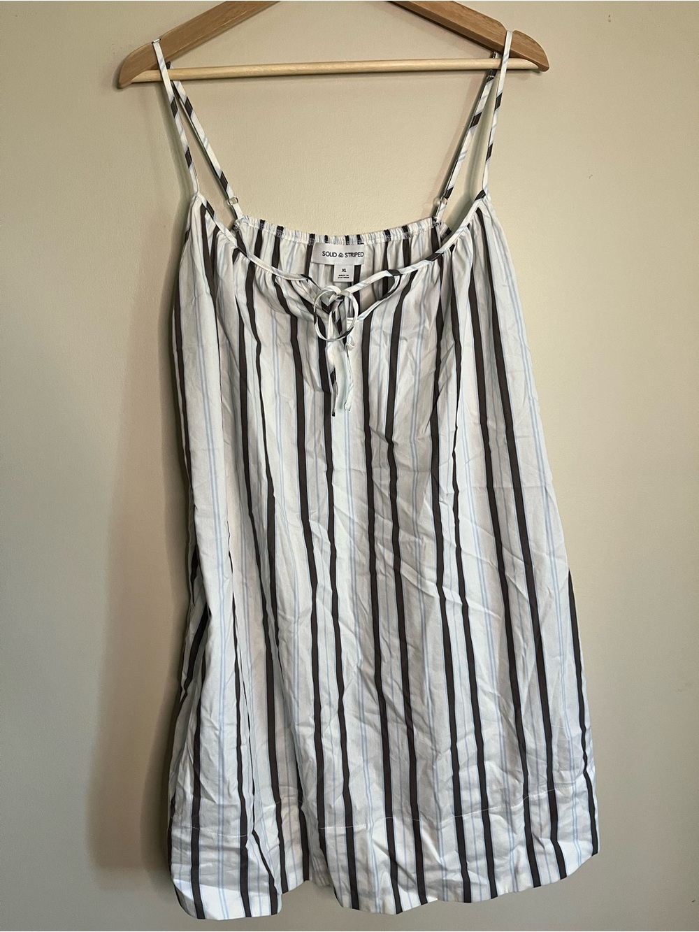 SOLID & STRIPED White, brown, navy cover up Vertical Stripe